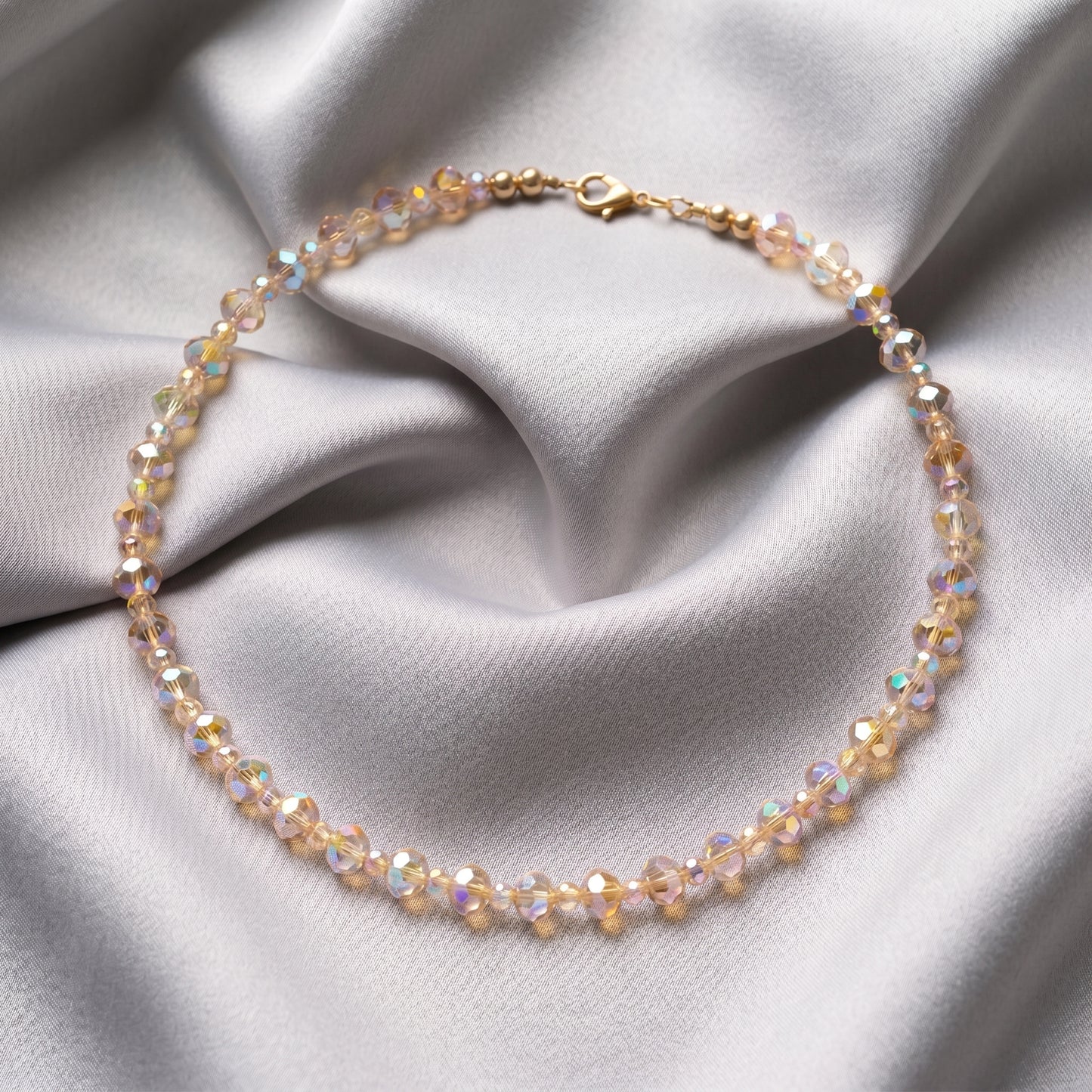 Vibrant champagne, color, crystal necklace