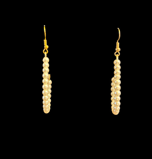 Handmade Glass Pearl Half-Hoop Earrings, Open Hoop — alternate view