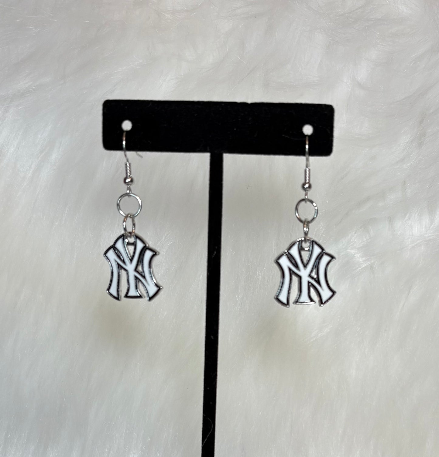 Handmade New York Inspired Drop Earrings, Black and White — alternate view