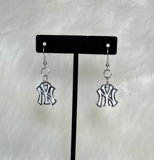 Handmade New York Inspired Drop Earrings, Black and White — alternate view