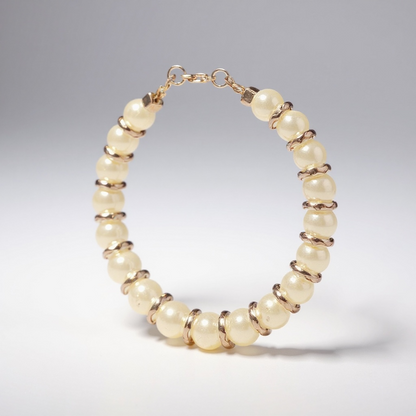 Glass Pearl & Gold Bead Bracelet