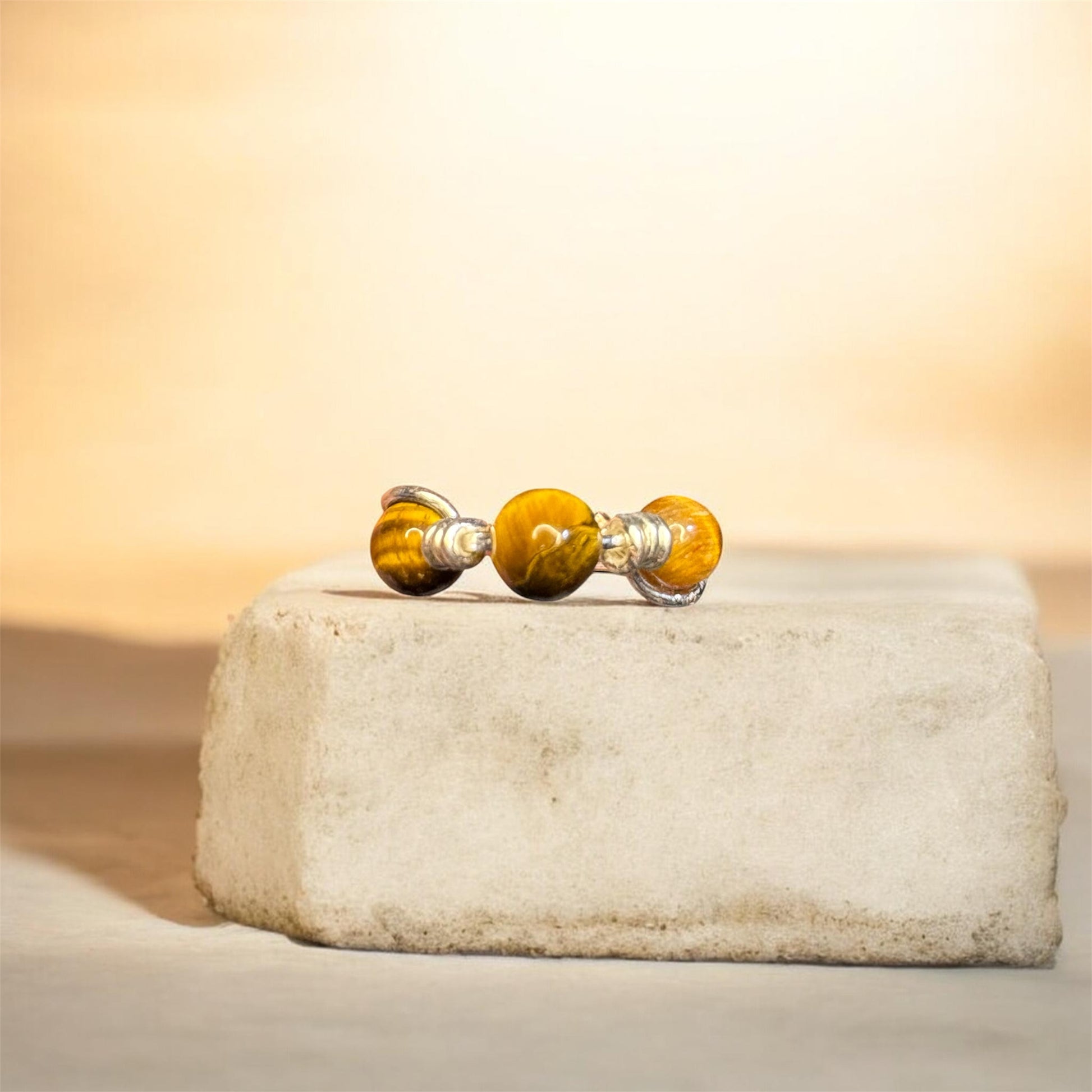 Tiger's Eye Wire-Wrapped Ring, Handmade Gemstone