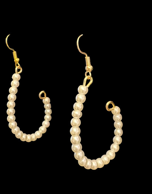 Suspended Pearl Half Hoops