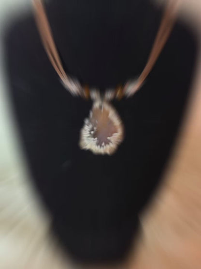 Blue Agate Geode Slice Necklace