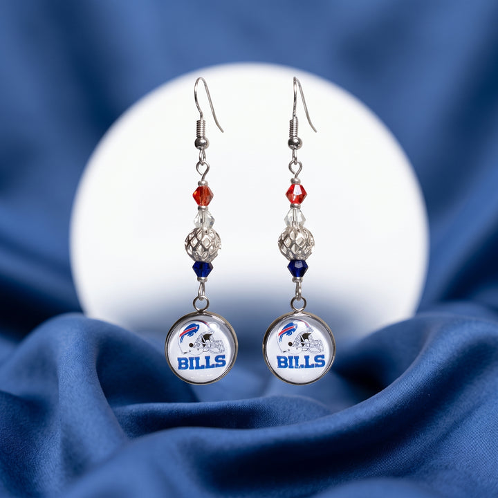Buffalo Football Blue and Red Crystal Earrings, Game Day Fan