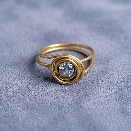 Girls' Blue Crystal Swirl Ring