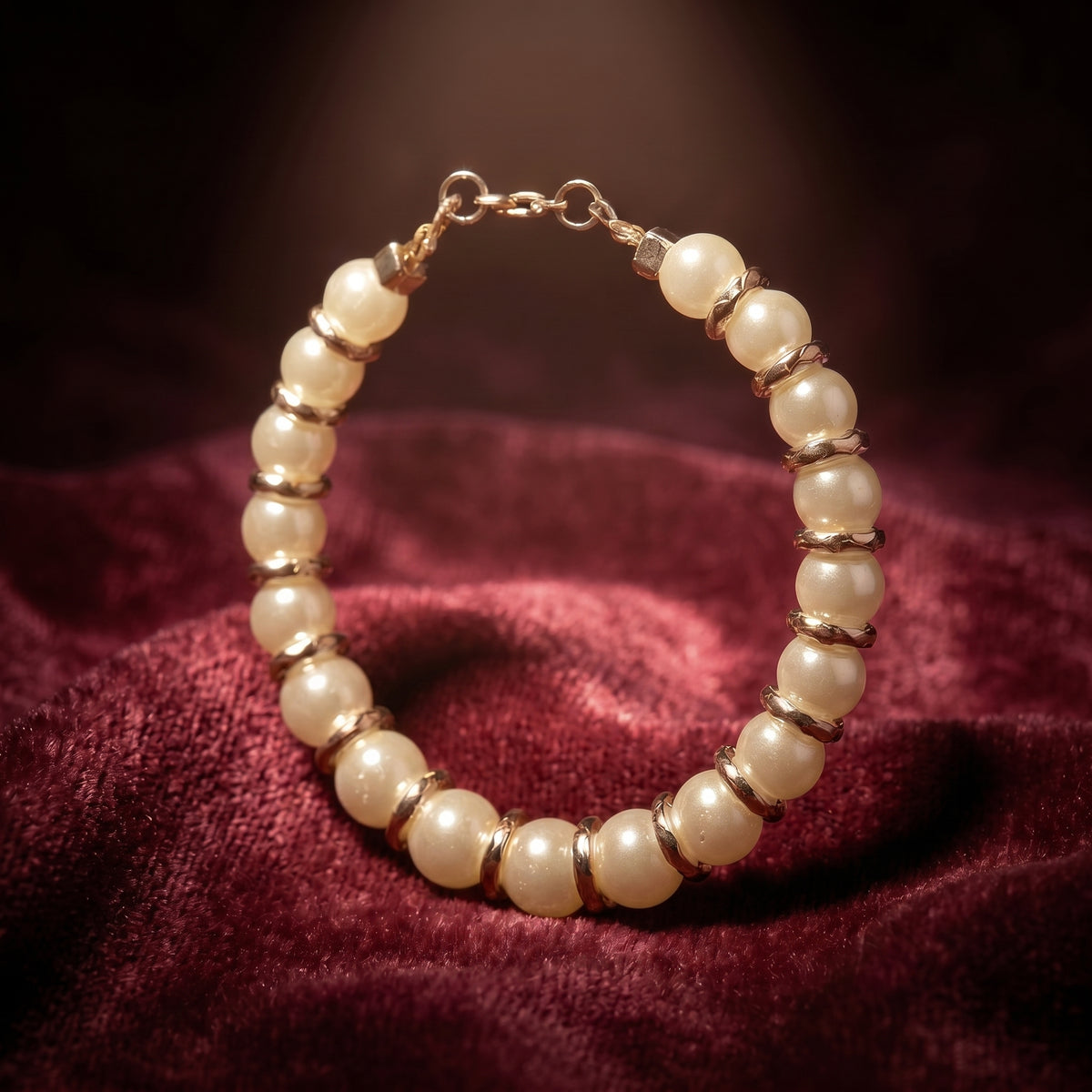 Glass Pearl & Gold Bead Bracelet