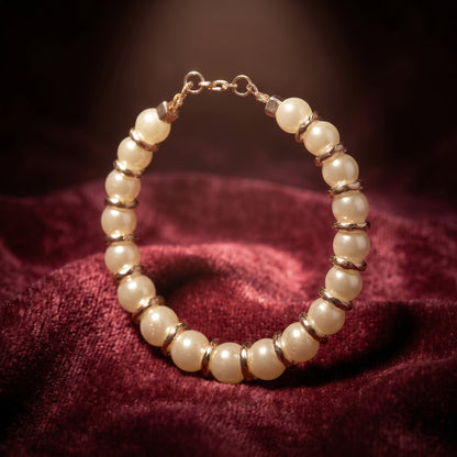Glass Pearl & Gold Bead Bracelet
